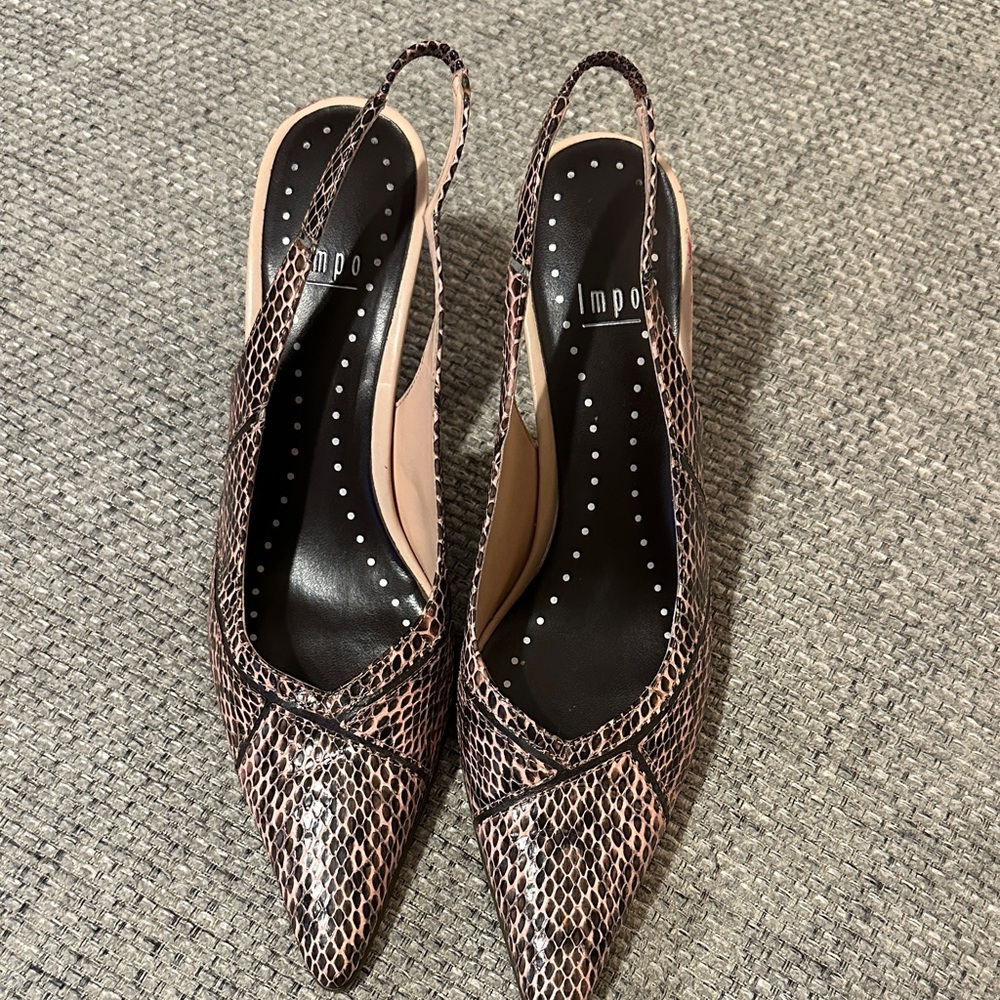 Impo Snakeskin Slingback Heels - Black and Pink size 8.5